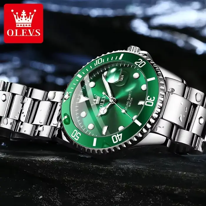 Montre OLEVS 5885 en acier inoxydable avec fonction GPS pour hommes, résistante à l'eau, mains lumineuses, bracelet en acier inoxydable, mouvement à quartz, pour sportifs et amoureux de la mode