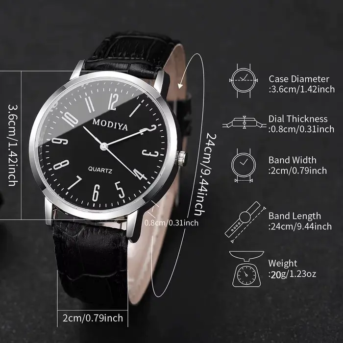 Montres homme élégantes et décontractées à quartz avec marqueurs de chiffres arabes pour toutes les occasions