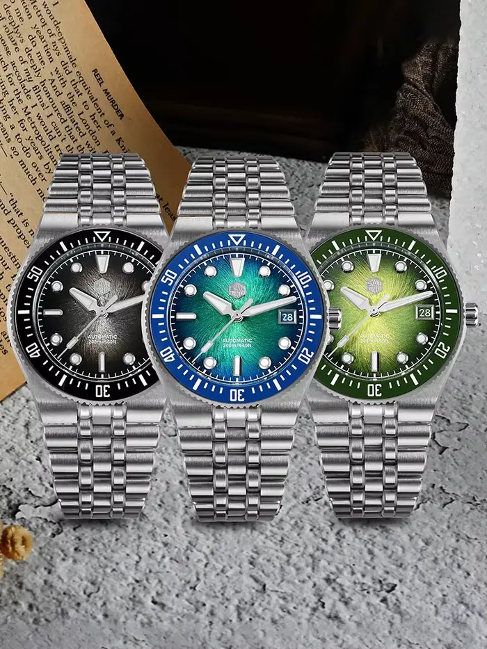 San Martin 40mm Miyota 9015 émail Vortex JianZhan cadran hommes montre plongée mécanique Bracelet intégré BGW-X1 20Bar SN0148GB-1