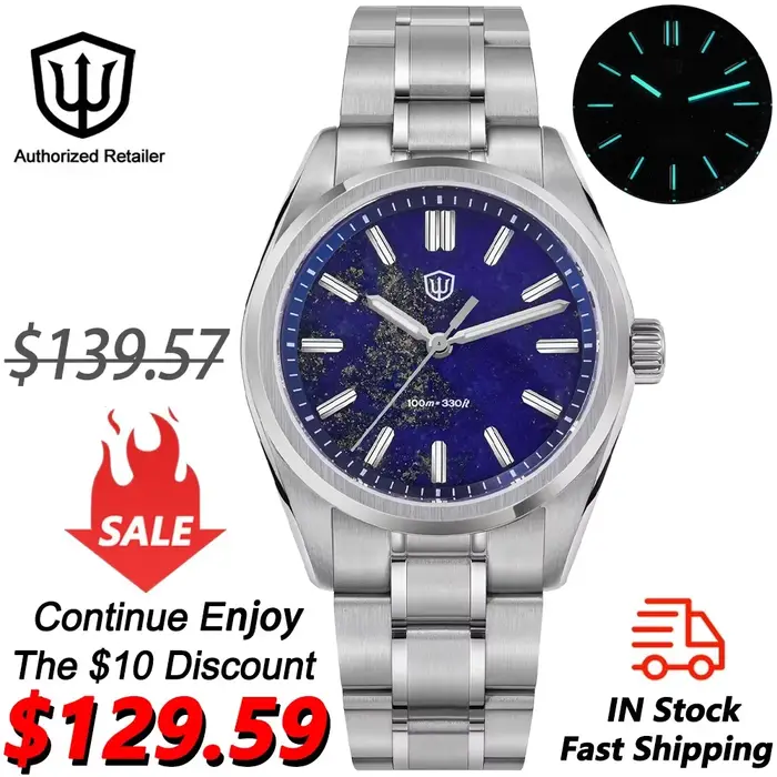 Montre en acier inoxydable avec cadran Aventurine VH31 pour homme, résistante à l'eau jusqu'à 100m, mouvement Quartz VH31, bracelet lumineux, occasions spéciales et quotidiennes