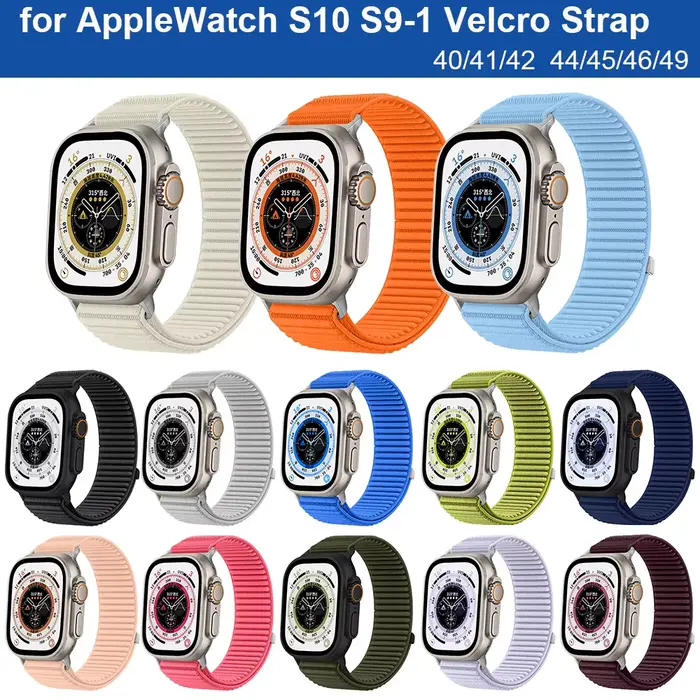 Bracelet de montre en nylon pour Apple Watch modèle S1-S10, 41mm et 42mm, variété de couleurs pour femmes et hommes, confort et style pour les occasions quotidiennes