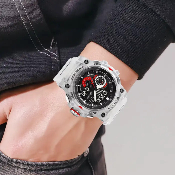 Montre STRYVE 8029 pour Hommes, Analogique-Digital, Chronomètre, Lumineuse, Résistante à l'Eau, Occasions Sportives et Aventureuses