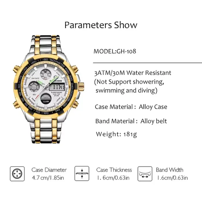 Montres-bracelets de sport pour hommes GOLDEN HOUR