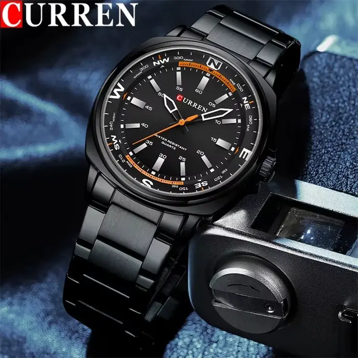 Montre Quartz Mode Hommes Affaires Bracelet Acier Inoxydable Veilleuse EAU 3 Bars Occasions Spéciales