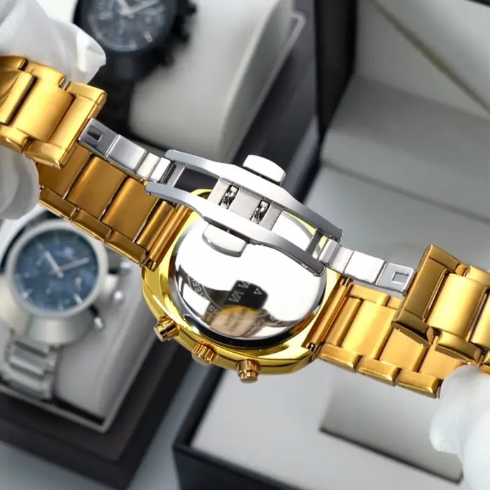 Montre homme VA VA VOOM multifonctionnelle bracelet acier inoxydable cadran ovale sport luxe multifonction quartz certifiée CE