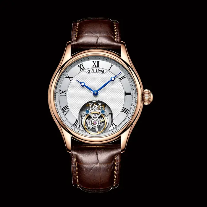 Seton-Montre Mécanique Tourbillon Volant pour Homme