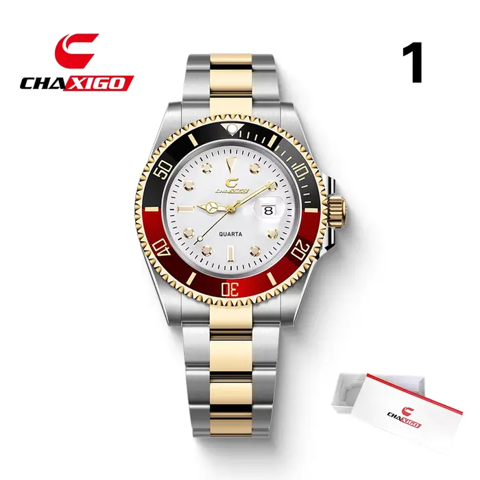 CHAXIGO Montre pour homme en acier inoxydable de style fantôme vert classique avec finition lumineus