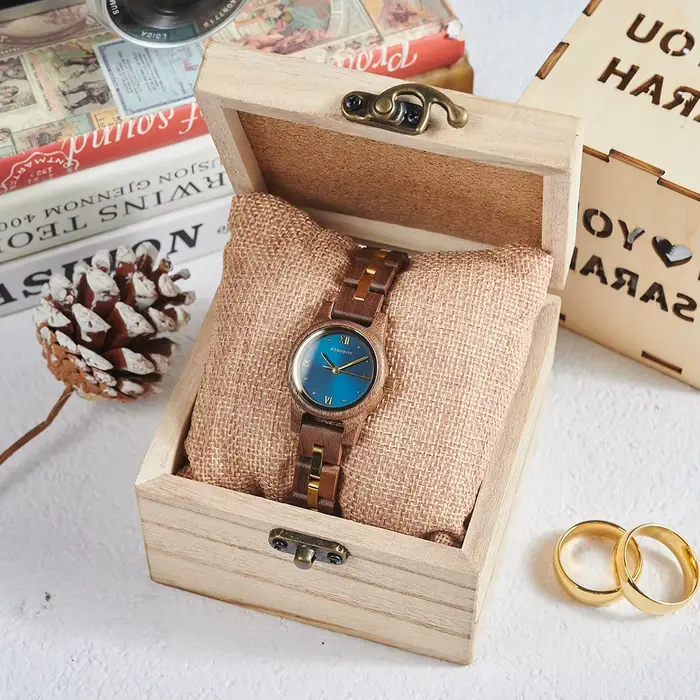 BOBO BIRD bleu marine Couple montres haut de gamme marque amant en bois Quartz montre-bracelet personnalisé gravé Reloj Mujer livraison directe
