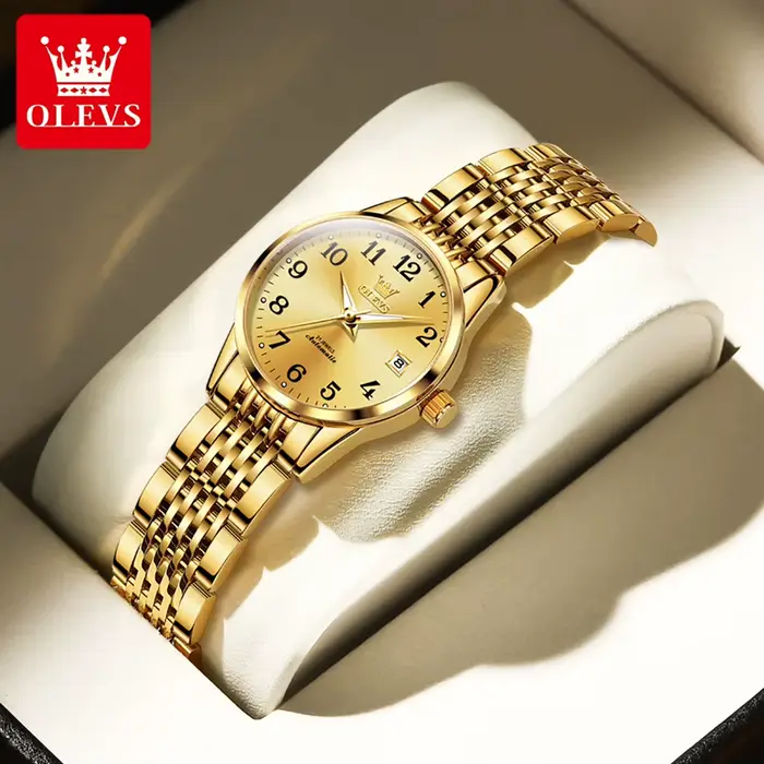 OLEVS 6666 femme montre mode Simple échelle numérique dames montre en acier inoxydable étanche autom