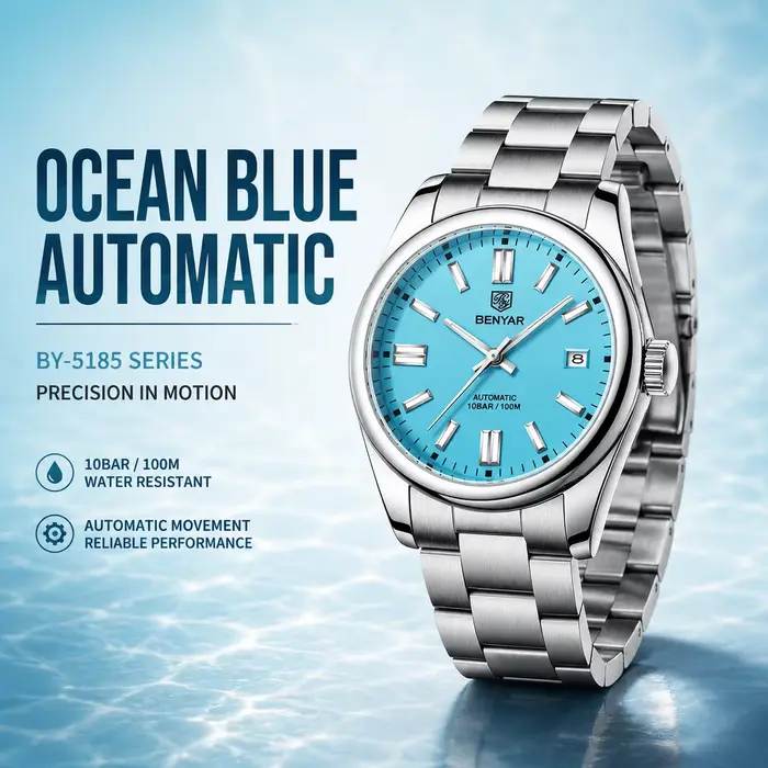 BENYAR nouvelle montre automatique de luxe 10Bar étanche en acier inoxydable hommes montres mécaniques sport