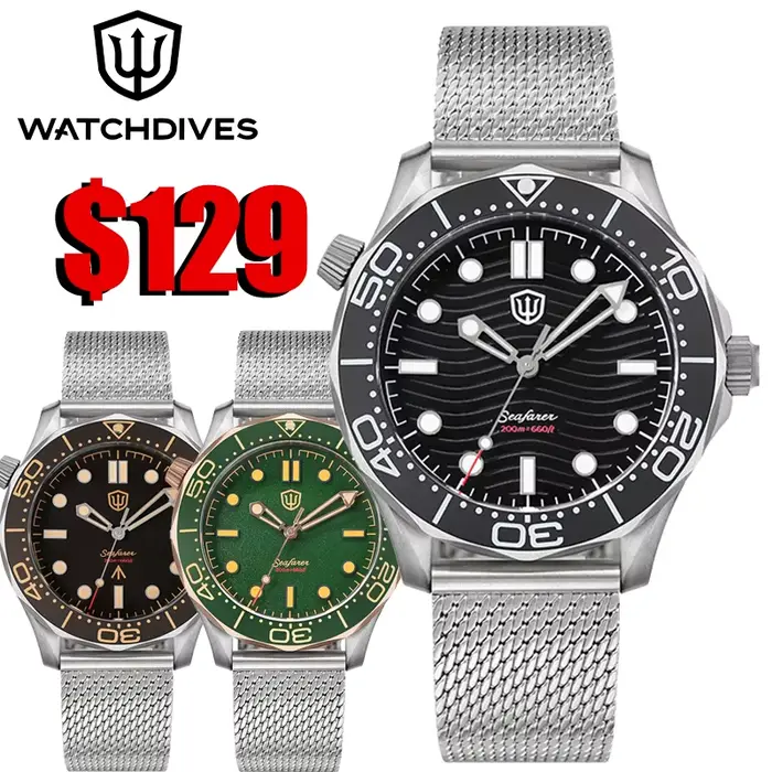 Watchdives WD007Q Montre de plongée VH31 Mouvement à quartz à secondes fluides Verre saphir bombé lumineux Montres en titane 42 mm