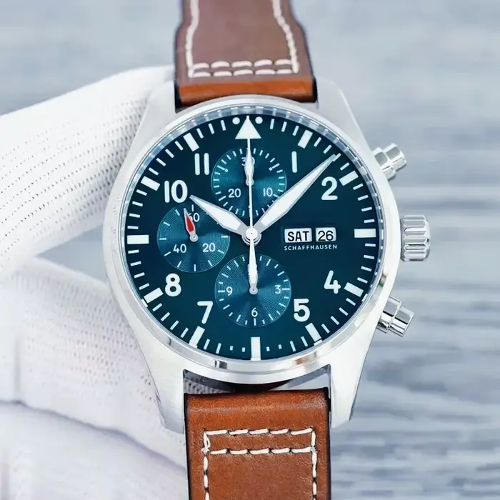 Montres mécaniques de pilote Le Petit Prince 43 mm Premium 2026 et bracelet en cuir robuste bleu-marron rétro sport lumineux décontracté