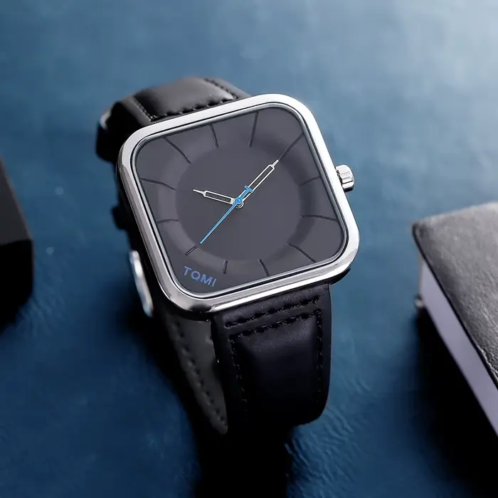 TOMI mode Simple montre à Quartz noir hommes et femmes carré de haute qualité élégant