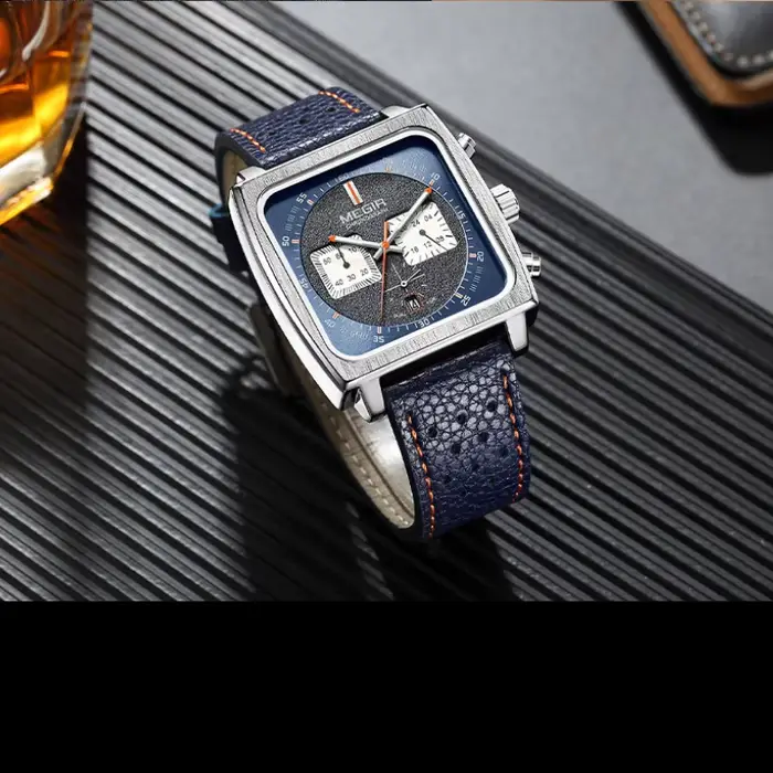 Montre à quartz carrée série chronographe avec calendrier 43