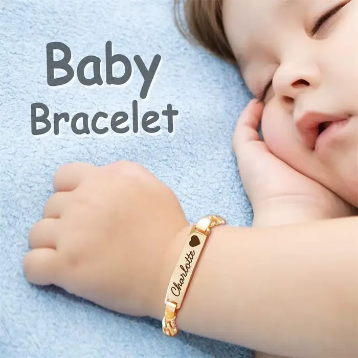 Bracelets personnalisés avec nom et pierre de naissance pour bébés garçons et filles