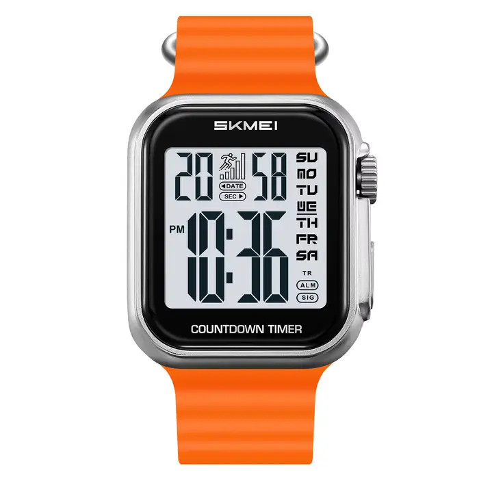 SKMEI-Montre électronique carrée étanche pour homme, montres-bracelets de sport, horloge numérique d