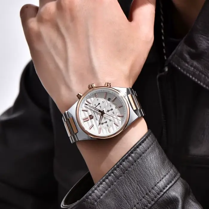 EBNYAR nouveau 5214 chronographe 42mm montre à Quartz en acier inoxydable étanche montres pour hommes haut de gamme montre-bracelet cadeau reloj hombre