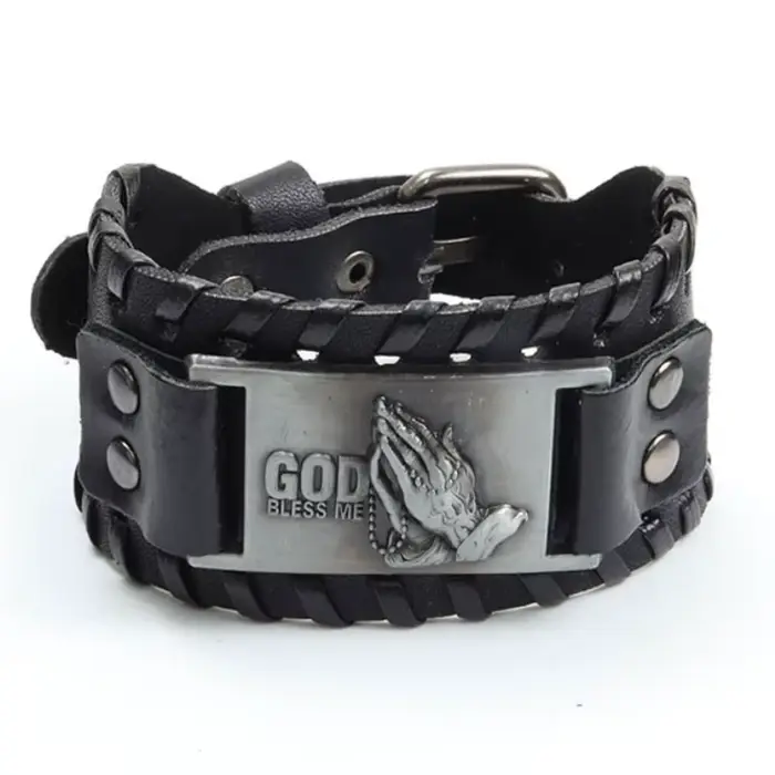 Bracelet à breloques en cuir large pour hommes et femmes