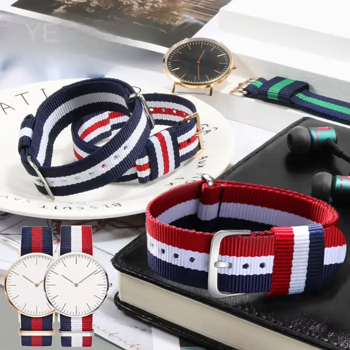 DW – bracelets de montre en toile bloqués de couleur