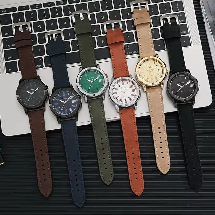Grand cadran nouveauté mode décontracté hommes montre à Quartz 2025 haute qualité bracelet en cuir