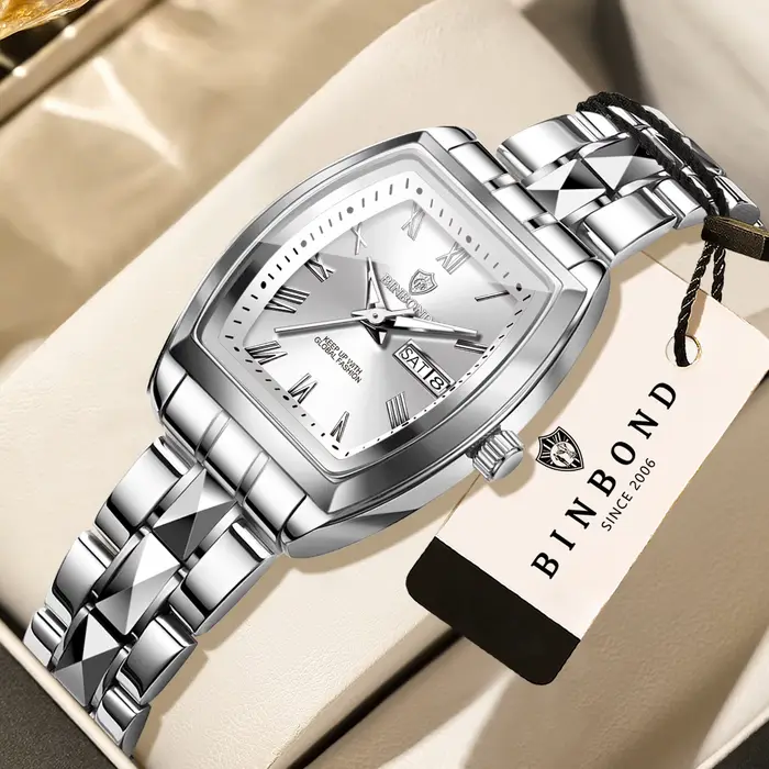 Montres-bracelets en quartz de luxe BINBOND pour femmes, lumineuses, étanches, affichage de la semai