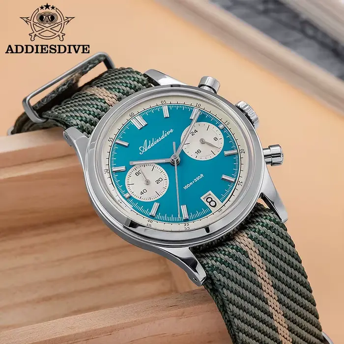 Montre chronographe homme ADDIESDIVE AD2095 acier inoxydable sport rouge résistante à l'eau pour activités nautiques et plein air