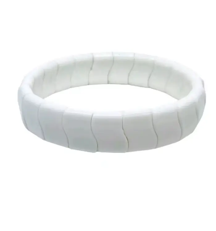 Lyashi-Bracelet en céramique scalaire Millenium Gia, couleur blanche, perles faites à la main