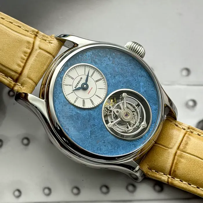 Merkur 100% montre Tourbillon hommes titane fleur de glace cadran saphir