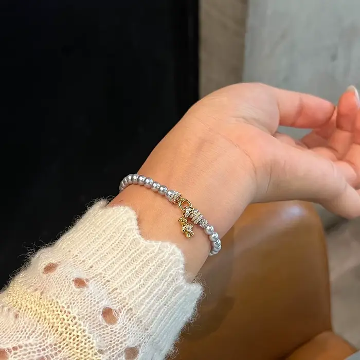 Bracelet créatif brillant en forme d'ours mignon