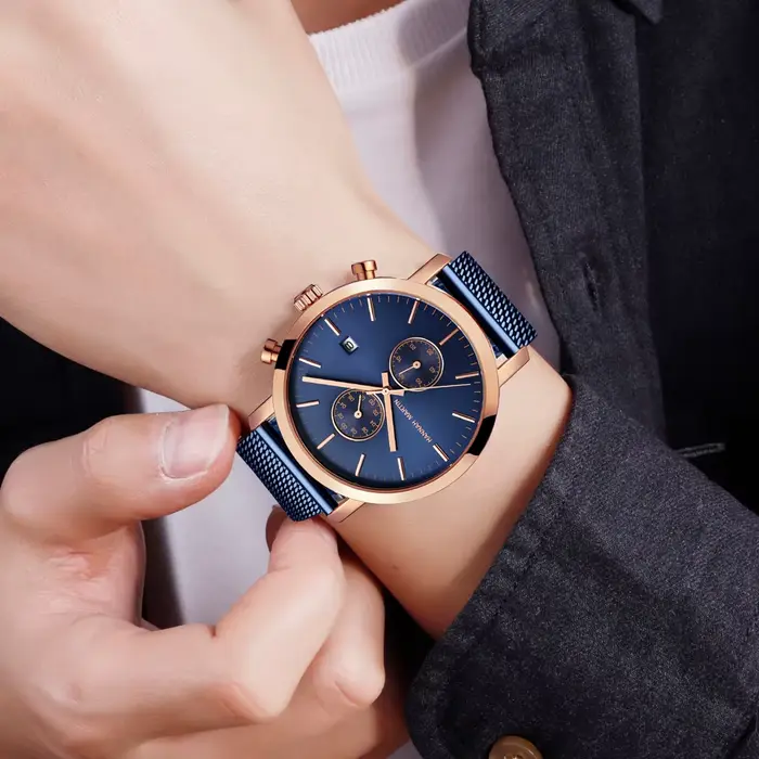 Montre pour hommes en acier inoxydable avec cadran multifonctionnel