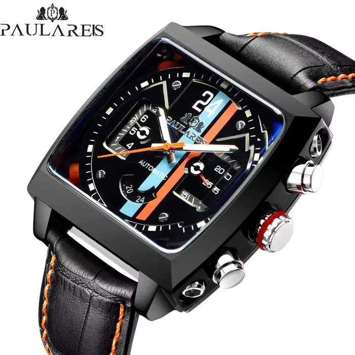 PAULAREIS P luxe hommes automatique auto vent montre mécanique