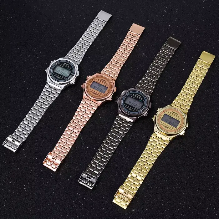 Femmes décontracté LED montre électronique rétro bracelet en acier inoxydable dames LED