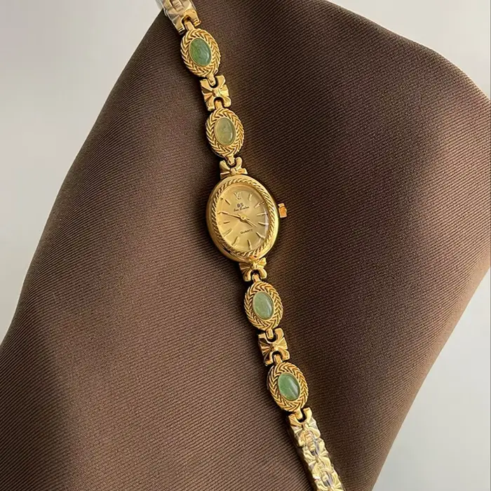 Montres vintage pour femmes, bracelet émeraude, montre à chaîne, montre à quartz étanche, adaptée à 