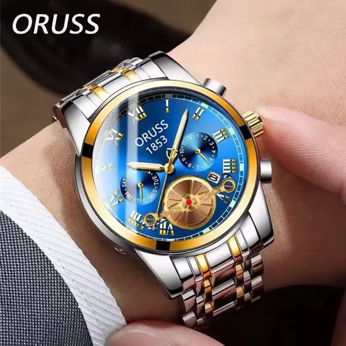 Montre à Quartz Luxe Étanche Homme Bracelet Acier Forme Cœur Horloge Date Occasions Spéciales