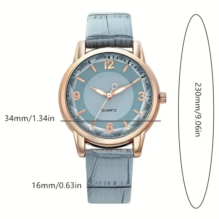 Montre à quartz avec pointeur rond pour femme