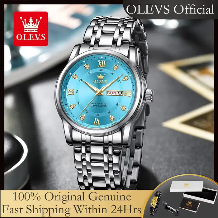 OLEVS 5513 montre à Quartz originale exclusive pour hommes diamant échelle romaine montre-bracelet étanche double