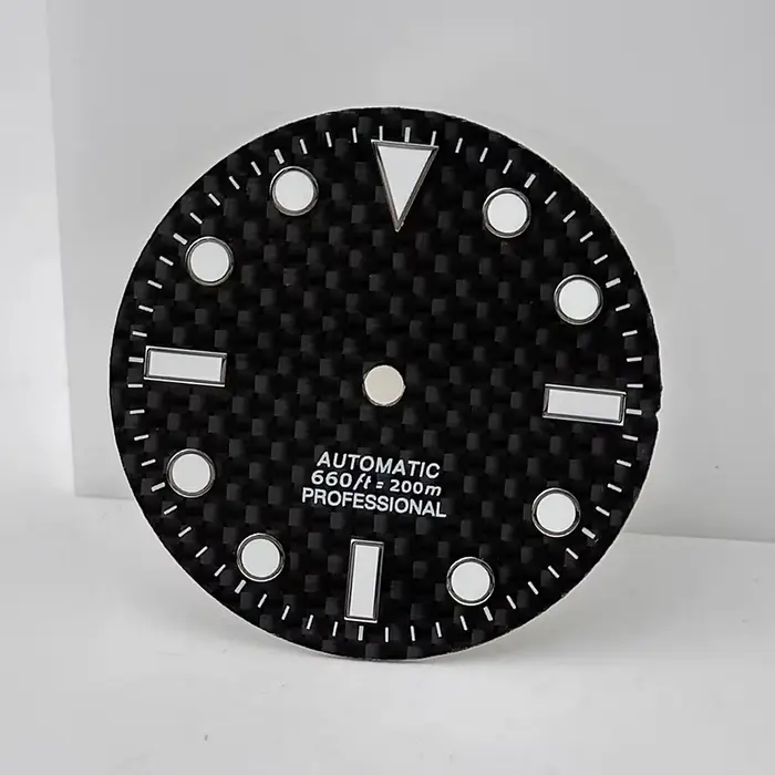 Cadran noir en Fiber de carbone 28.5mm BGW9 bleu Lume sans Logo pour Seiko SUB SEA NH35/36/38 boîtie