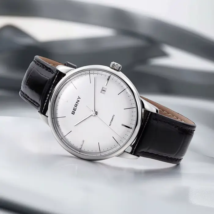 Montre automatique BERNY AM012M élégante avec Miyota 9015 pour hommes occasions spéciales minimaliste résistante à l'eau