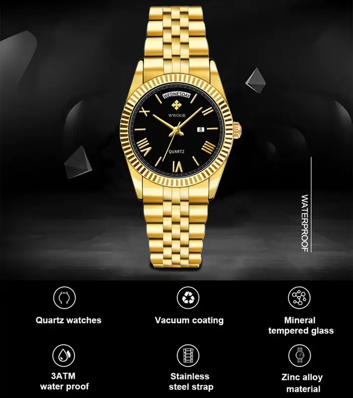WWOOR – montre-bracelet de luxe en acier inoxydable pour homme