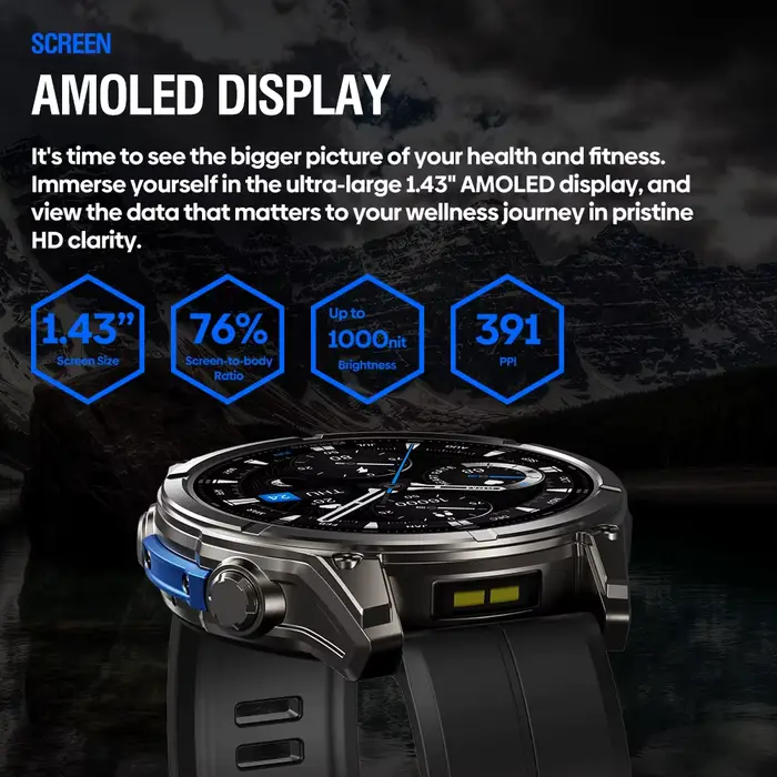 Nouveau 2025 Zeblaze VIBE 8 appels vocaux 1.43 "AMOLED affichage montre intelligente lampe de poche intégrée fréquence