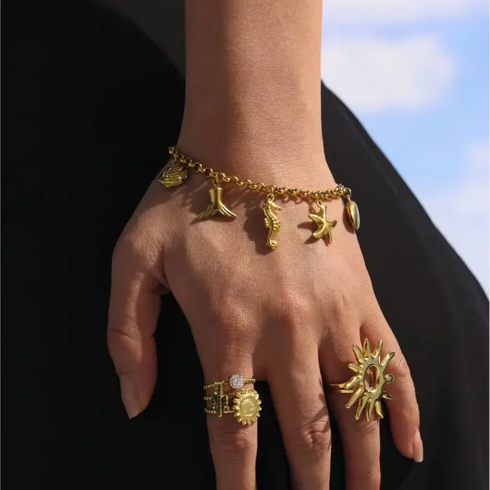 Bracelet chaîne en acier inoxydable plaqué or 18 carats