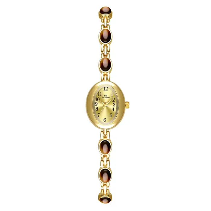 Montre à Quartz Femme 2026 de Luxe Rétro avec Pierre Naturelle Dongling et Jade Hotan Étanche Bracelet en Alliage pour Femmes Occasions Spéciales