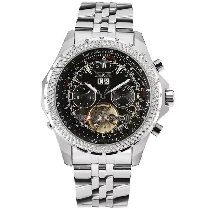 JARAGAR-Montres Mécaniques Automatiques pour Homme, Tourbillon de Luxe, Marque de Mode, Horloge Doré