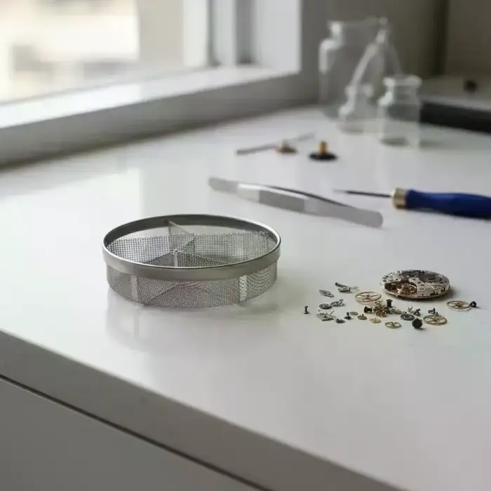 Panier de nettoyage en maille d'acier inoxydable pour montres - Pièces de machine à nettoyer