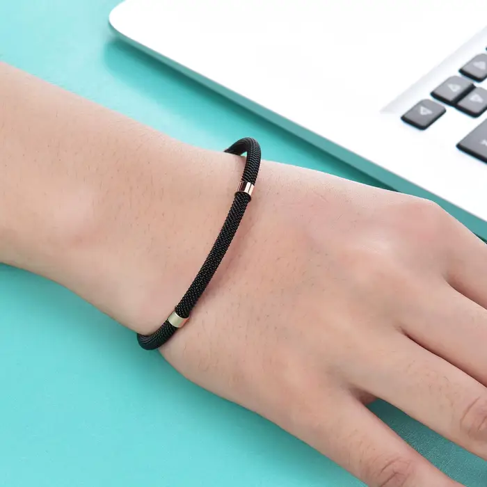 Bracelet câble tressé acier inoxydable avec finition or multifonctionnel pour homme style moderne tracker fitness humeur occassions spéciales
