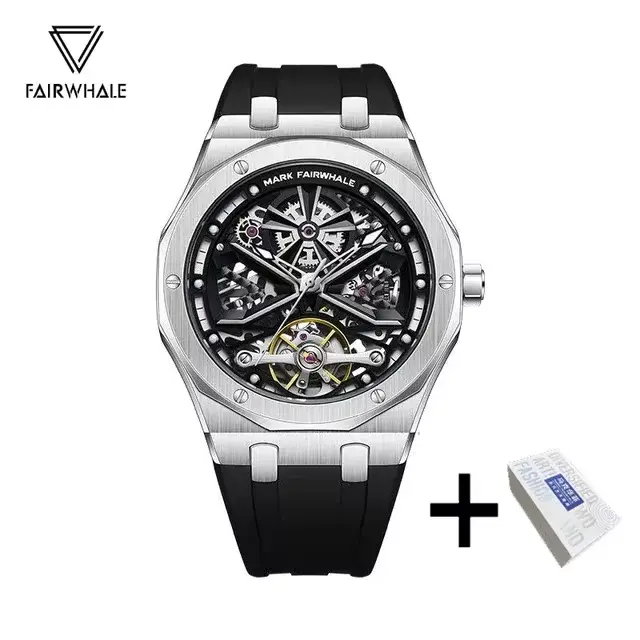 Mark FAIRWHALE Tourbillon mode montre pour hommes 6400 étanche lumineux bracelet en Silicone marque 
