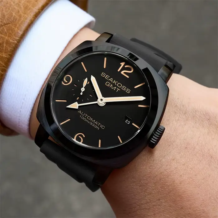 SEAKOSS 45mm plongée GMT montre automatique mécanique montres mouette ST2557 mouvement 10Bar calendrier lumineux