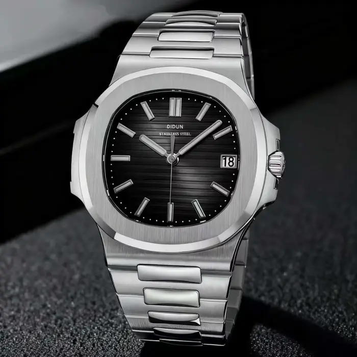 Montre mécanique DIDUN en acier inoxydable et or rose pour homme, résistante à l'eau, avec mouvement Seagull, pour les occasions formelles et informelles