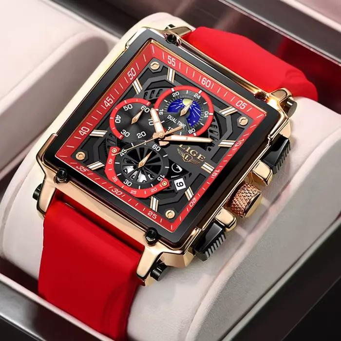 Montre-bracelet de sport étanche en silicone pour homme