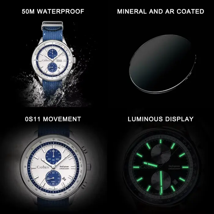 CADISEN 2026 nouvelles montres pour hommes montre à Quartz de luxe pour homme chronographe MIYOTA 0S11